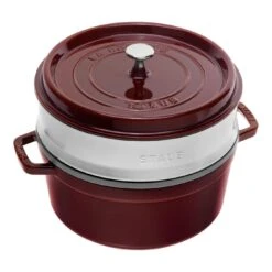 Staub Cocotte Con Vaporera 26 Cm, Redondo, Granadina, Hierro Fundido
