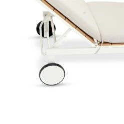 Conjunto De 2 Tumbonas Aluminio Blanco Y Polietileno De Alta Densidad Imitación Madera Con Ruedas Con Cojín + Mesita Auxiliar – Osaka Blanco -Grohe Shop a34
