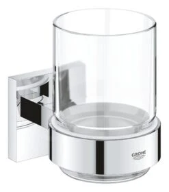 Grohe QuickFix Start Cube - Vaso Para Cepillos De Dientes, Con Soporte, Cristal/cromo 41097000