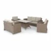 Conjunto De Jardín 1 Sofá De 3 Plazas + 1 Sofá De 2 Plazas + 2 Sillones + 1 Mesa Alta 140x80x68cm Ratán Sintético Y Aluminio – Bolonia