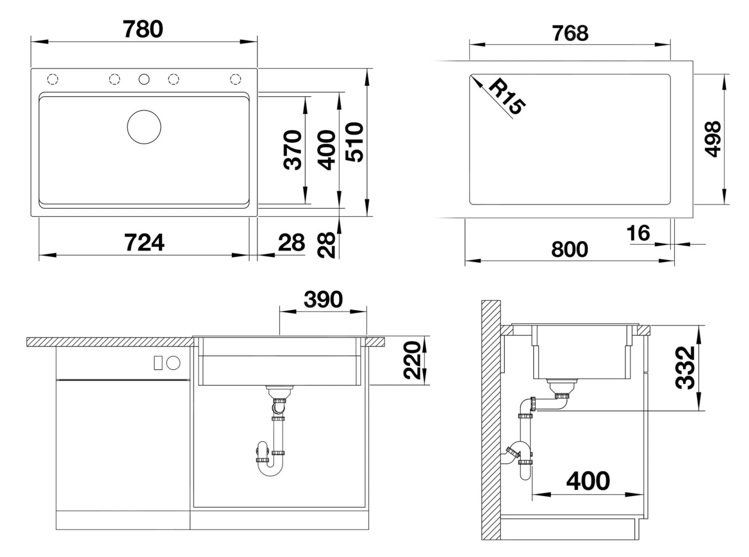 Blanco Etagon 8 - Fregadero De Silgranite, 780x510 Mm, Con Correderas, InFino, Antracita 525177 4 Blanco Etagon 8 - Fregadero De Silgranite, 780x510 Mm, Con Correderas, InFino, Antracita 525177 - Imagen 2