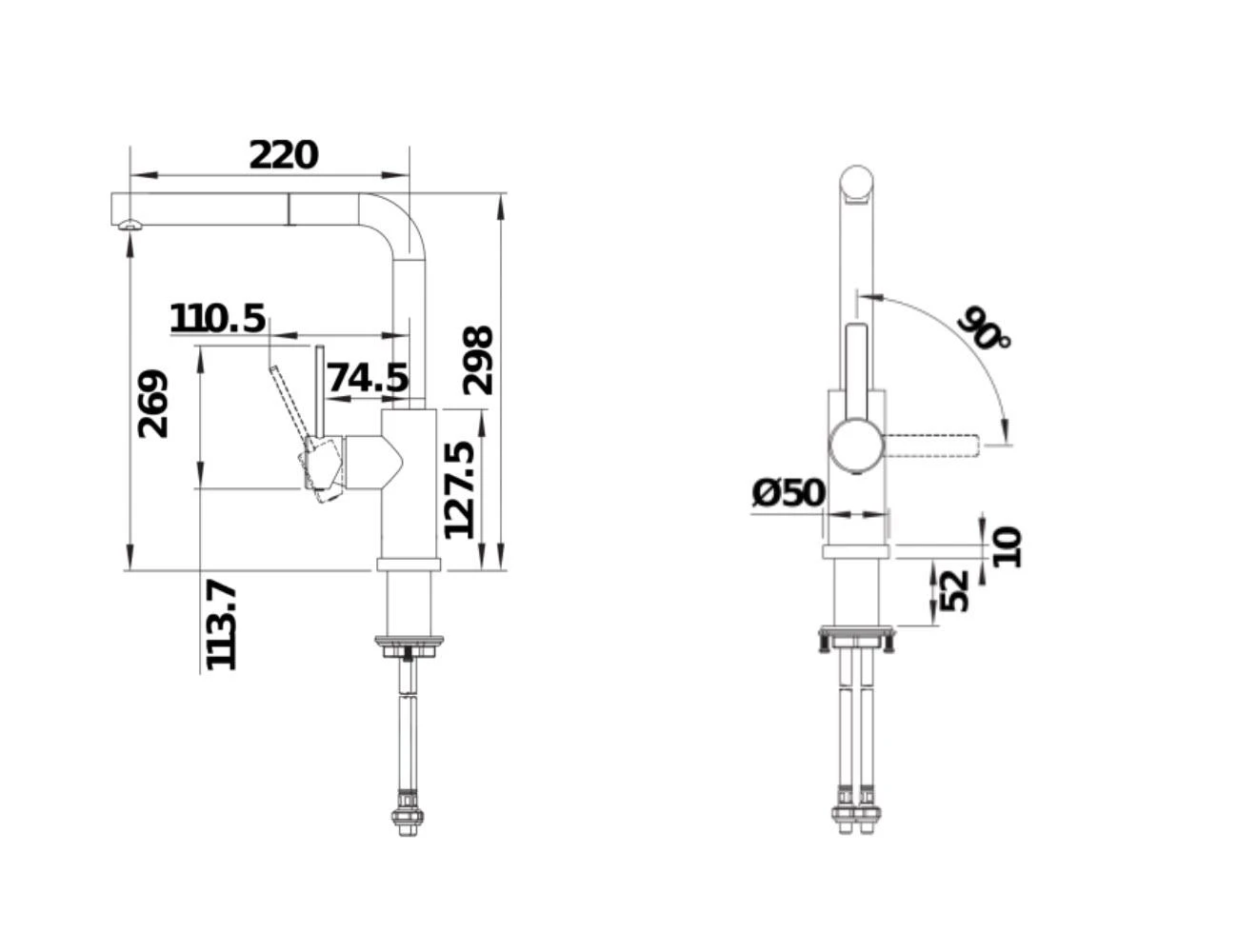 Blanco Lanora S-F - Grifo De Fregadero Con Salida Extraíble, Plegable Bajo Ventana, Acero Inoxidable Cepillado 526180 4 Blanco Lanora S-F - Grifo De Fregadero Con Salida Extraíble, Plegable Bajo Ventana, Acero Inoxidable Cepillado 526180 - Imagen 2
