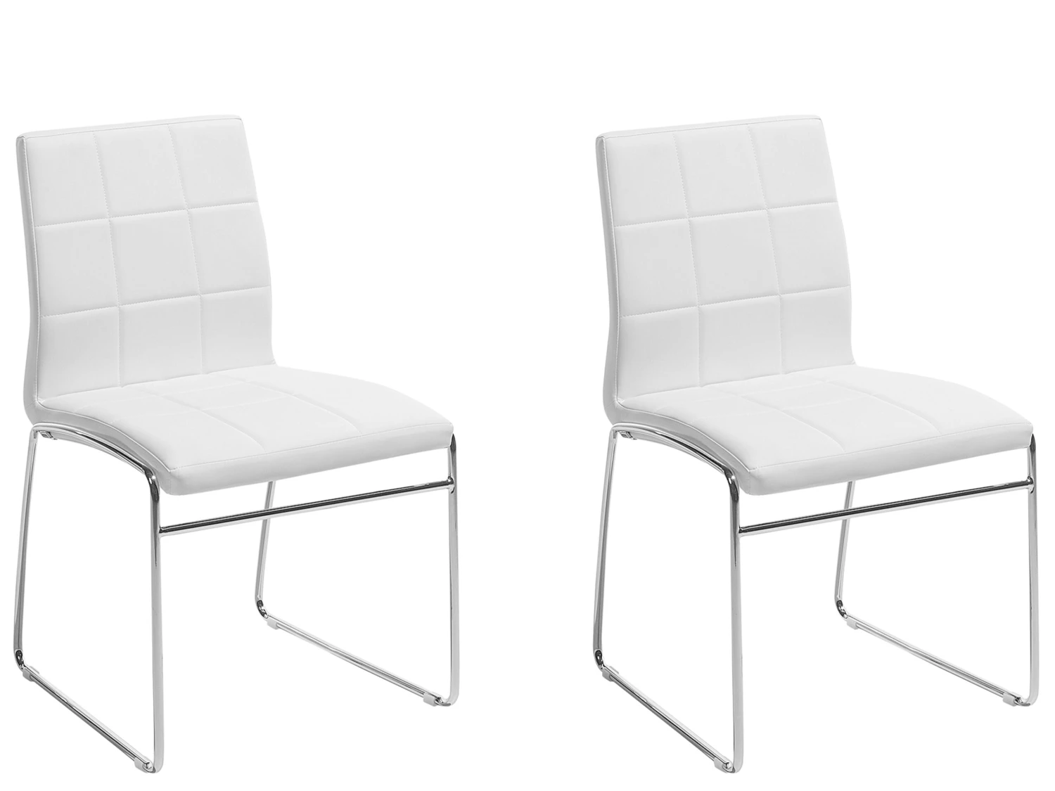 Conjunto De 2 Sillas De Comedor De Piel Sintética Blanco/plateado KIRON