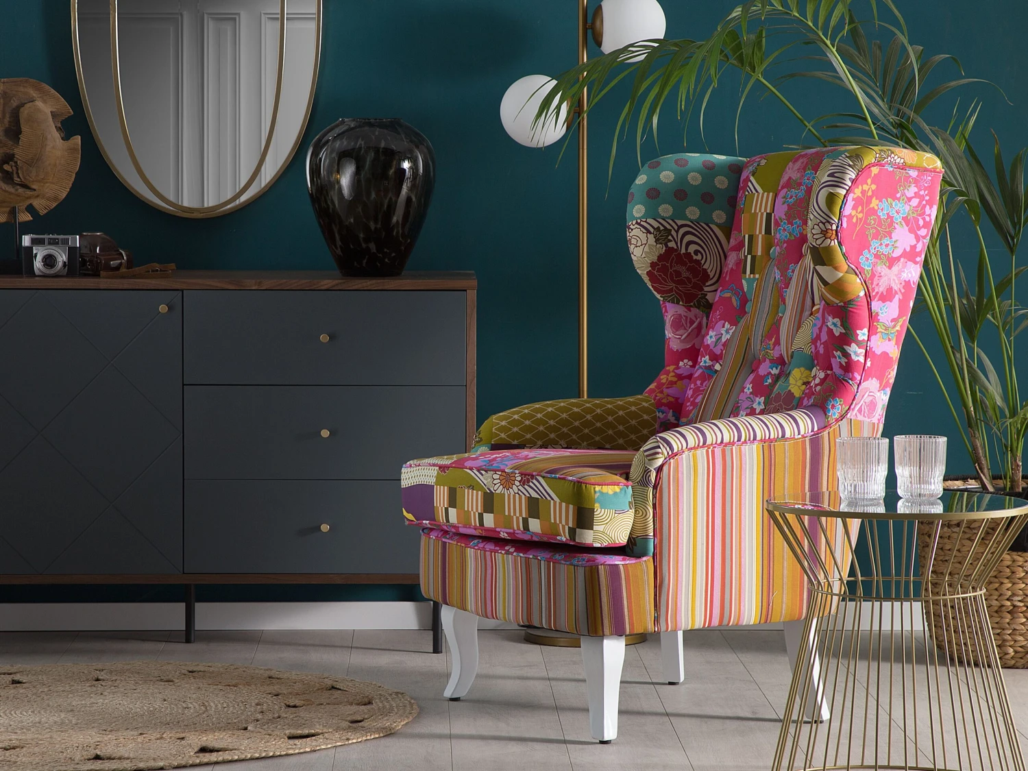 Sillón Tapizado Patchwork Multicolor MOLDE - Imagen 2