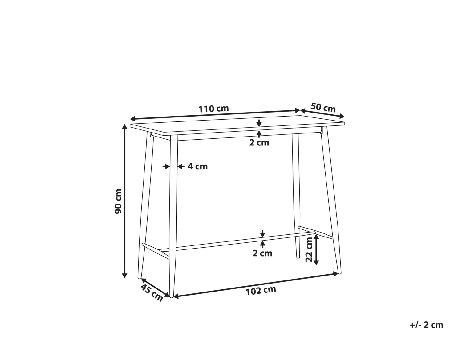 Mesa De Bar Blanco/madera Clara 110 X 50 Cm CHAVES - Imagen 6